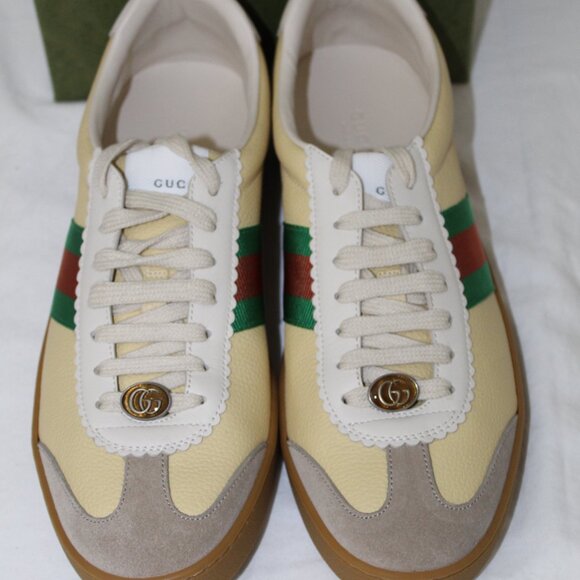 NWB Gucci GG Supreme Low Sneaker Sneakers Web Flats Web G74 Lace Up 41 624484 - Picture 2 of 6